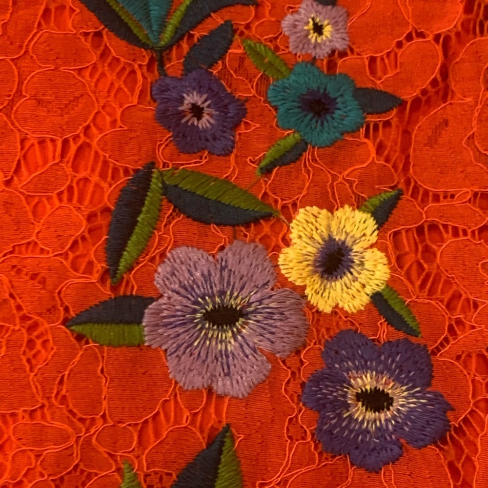 Umgee dress NWT Size Small coral orange Lexie overlay embroidered flowers - Picture 6 of 10